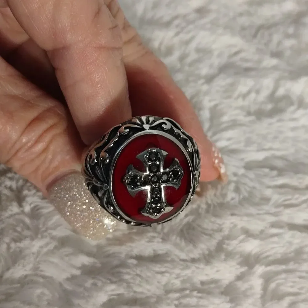 Men's Stainless Steel Cross Ring